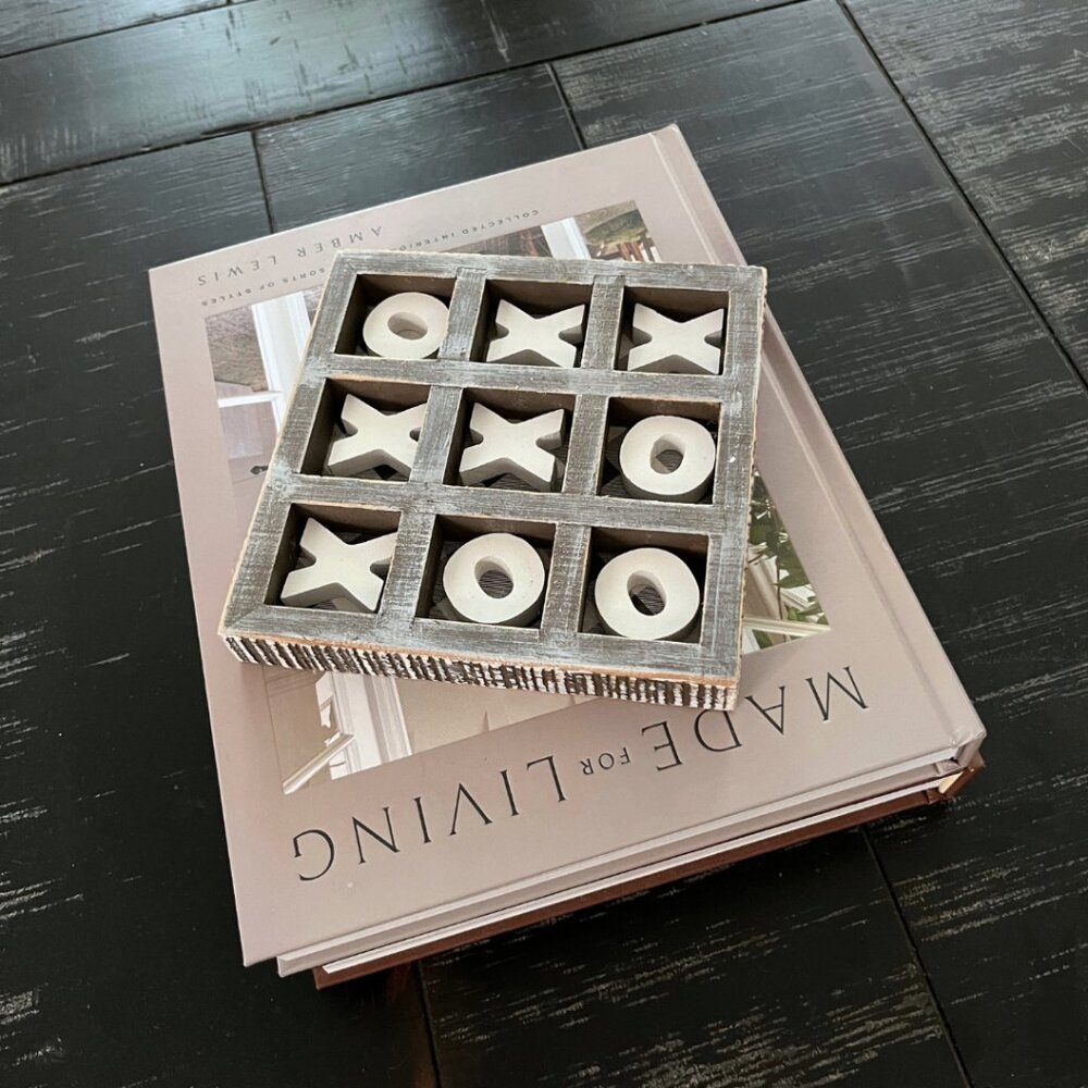 Wood Tic Tac Toe Decorative Game / 6"x6"x.5" / Buffalo Check / Table Game